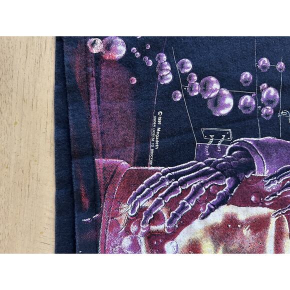 VTG 1991 Megadeth Shirt Rust In Peace Hangar Bubbles Metal Grunge WILD OATS RARE - Picture 13 of 16